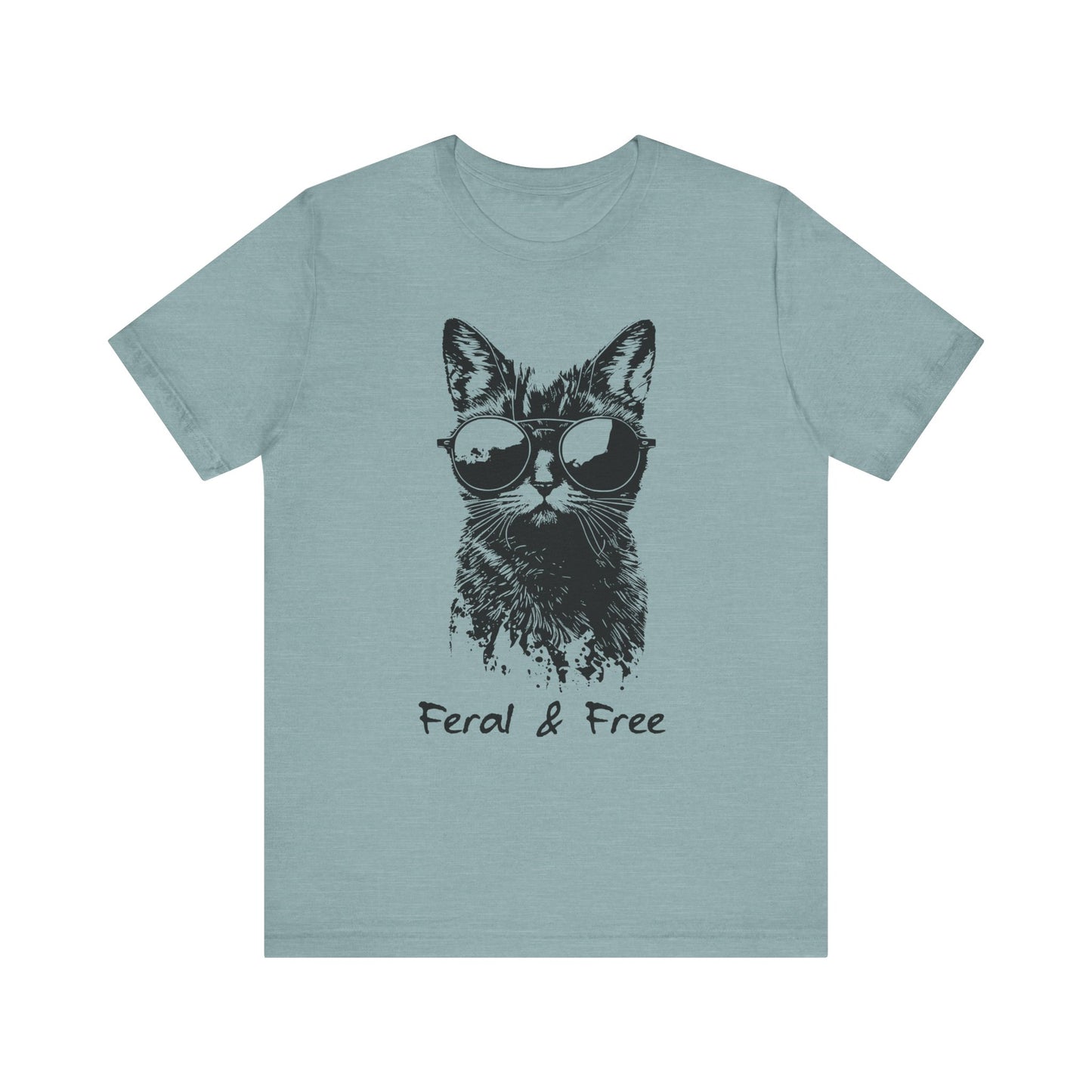 Feral and Free Funny Cat T-shirt Unisex Jersey Short Sleeve Tee