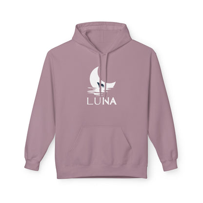 LUNA Moonlit Fleece Hoodie, Cozy Unisex Hoodie, Casual Sweatshirt, Winter Gift, Celestial Clothing, Night Sky Apparel