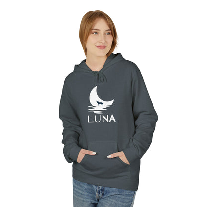 LUNA Moonlit Fleece Hoodie, Cozy Unisex Hoodie, Casual Sweatshirt, Winter Gift, Celestial Clothing, Night Sky Apparel