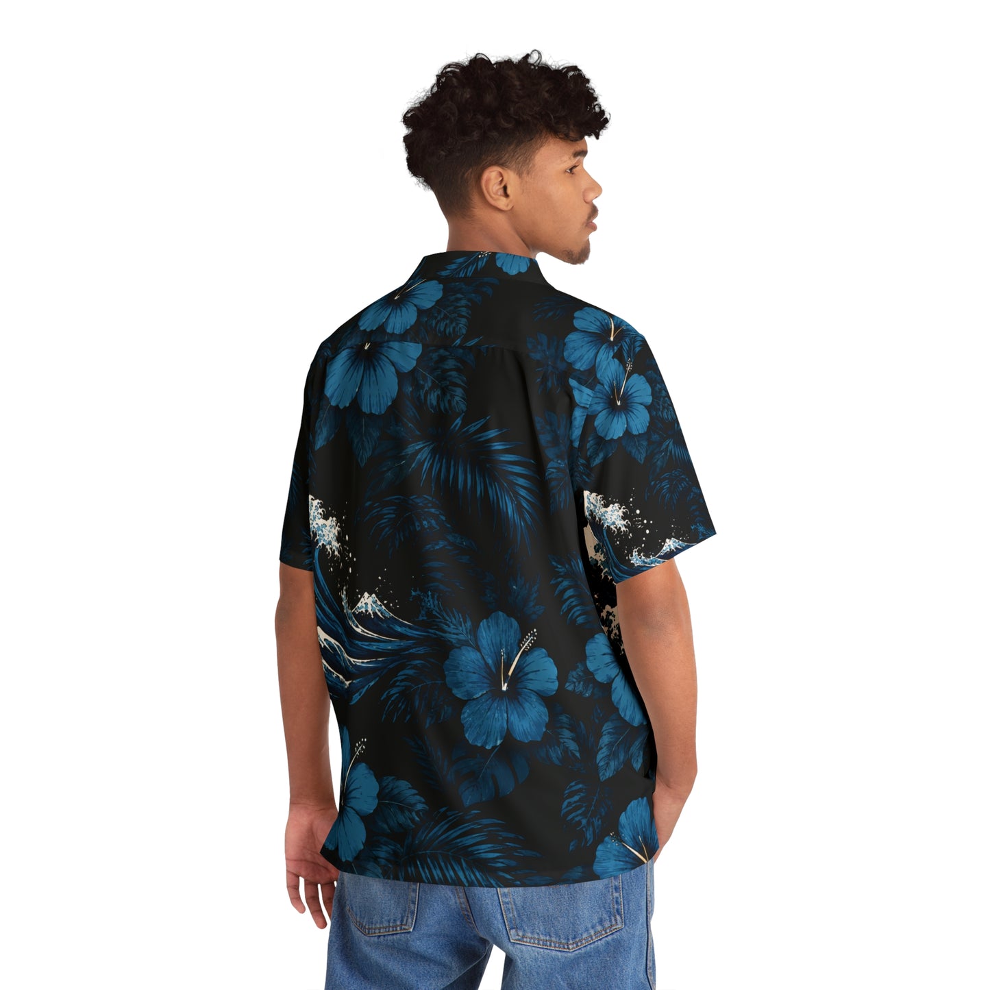 CURENT Men's Hawaiian Shirt - Dark Floral Aloha Button-Up
