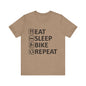 Eat Sleep Bike Repeat - Unisex Jersey Tee, Funny Cycling Shirt, Gift for Cyclists, Casual Wear, Bike Lover's Tee, Sports Enthusiast Top