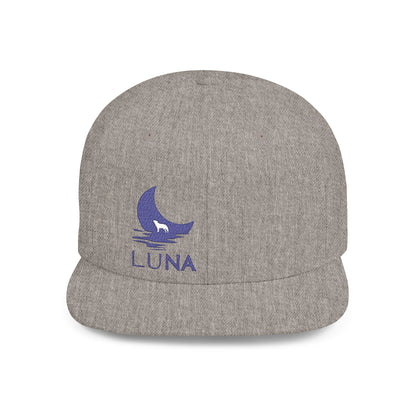Luna Flat Bill Snapback Hat, Trendy Cap for Outdoor Events, Unique Gift for Birthdays, Fashion Accessory, Stylish Hat for All Occasions