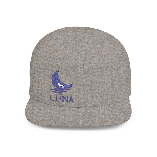 Luna Flat Bill Snapback Hat, Trendy Cap for Outdoor Events, Unique Gift for Birthdays, Fashion Accessory, Stylish Hat for All Occasions