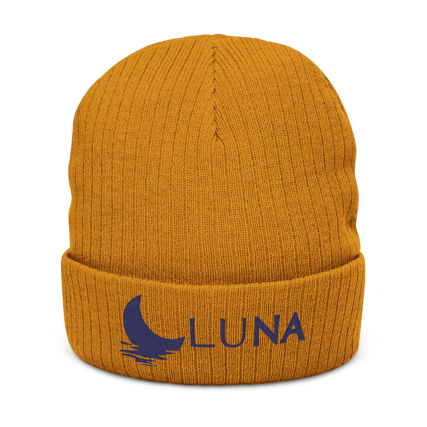 LUNA Ribbed Knit Beanie, Embroidered