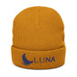 LUNA Ribbed Knit Beanie, Embroidered