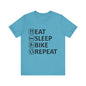 Eat Sleep Bike Repeat - Unisex Jersey Tee, Funny Cycling Shirt, Gift for Cyclists, Casual Wear, Bike Lover's Tee, Sports Enthusiast Top