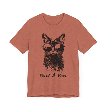 Feral and Free Funny Cat T-shirt Unisex Jersey Short Sleeve Tee