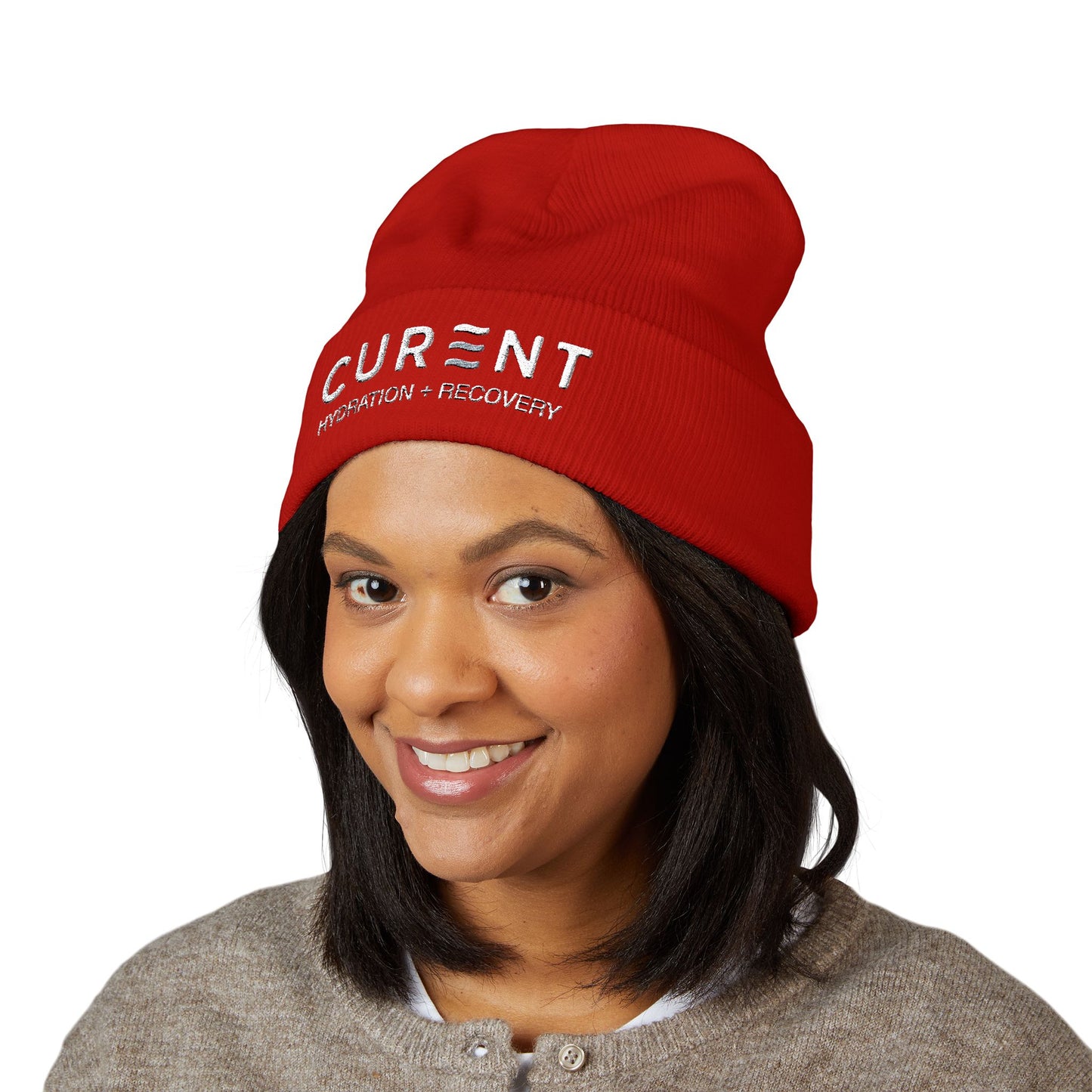 CURENT Embroidered Cuffed Beanie — Knit Hat