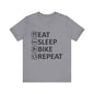 Eat Sleep Bike Repeat - Unisex Jersey Tee, Funny Cycling Shirt, Gift for Cyclists, Casual Wear, Bike Lover's Tee, Sports Enthusiast Top