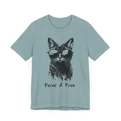 Feral and Free Funny Cat T-shirt Unisex Jersey Short Sleeve Tee