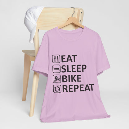 Eat Sleep Bike Repeat - Unisex Jersey Tee, Funny Cycling Shirt, Gift for Cyclists, Casual Wear, Bike Lover's Tee, Sports Enthusiast Top