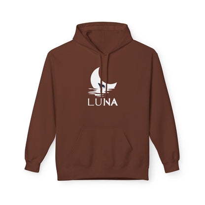 LUNA Moonlit Fleece Hoodie, Cozy Unisex Hoodie, Casual Sweatshirt, Winter Gift, Celestial Clothing, Night Sky Apparel