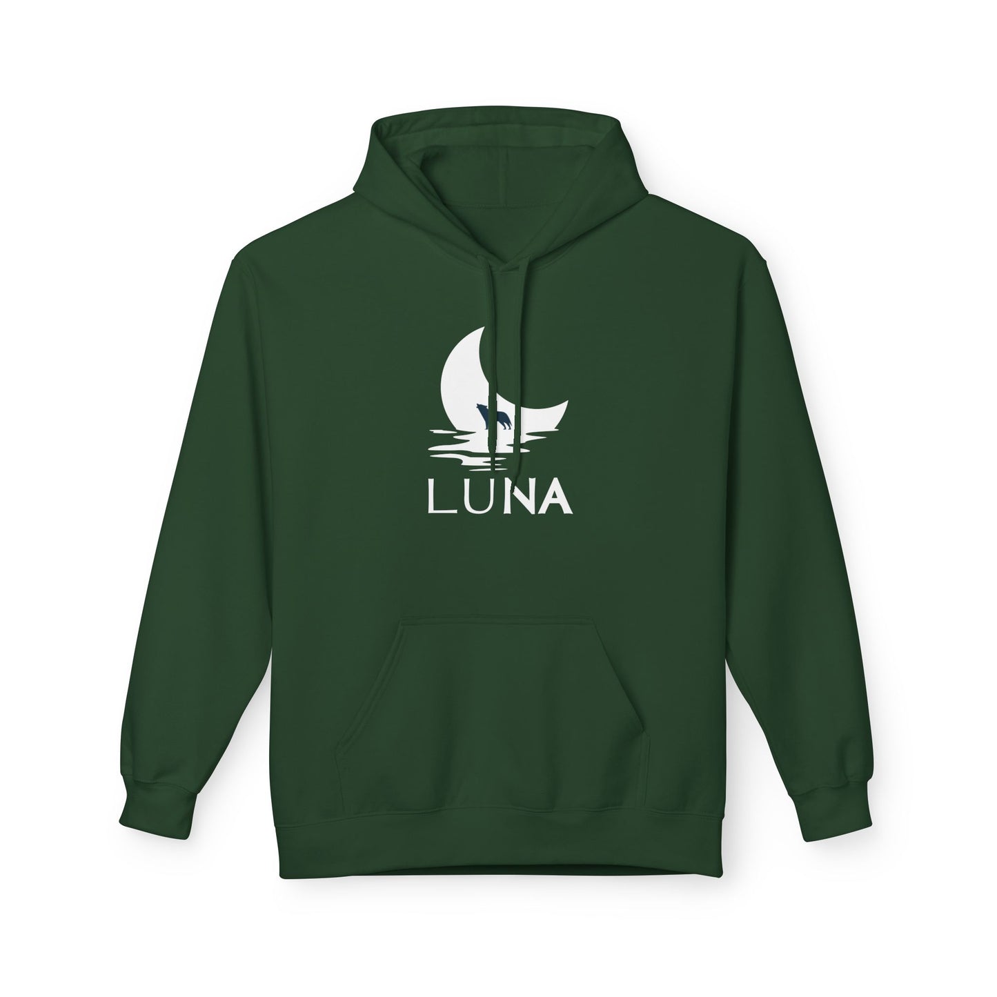 LUNA Moonlit Fleece Hoodie, Cozy Unisex Hoodie, Casual Sweatshirt, Winter Gift, Celestial Clothing, Night Sky Apparel