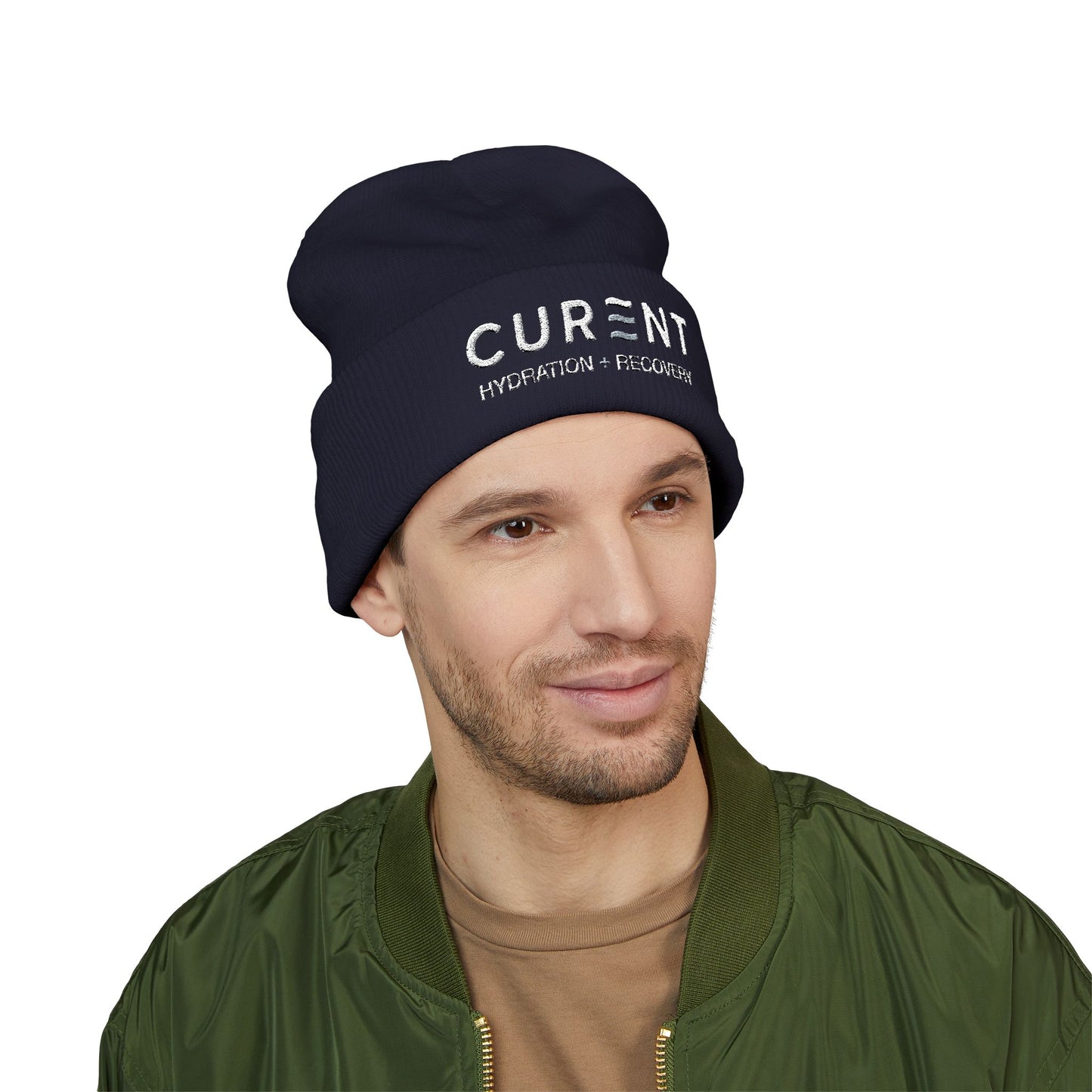 CURENT Embroidered Cuffed Beanie — Knit Hat
