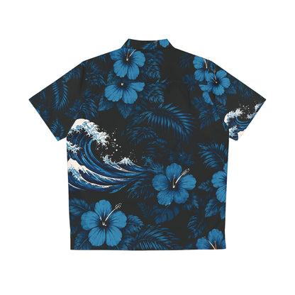 CURENT Men's Hawaiian Shirt - Dark Floral Aloha Button-Up