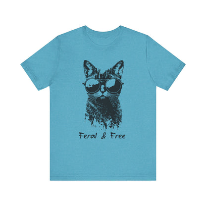 Feral and Free Funny Cat T-shirt Unisex Jersey Short Sleeve Tee