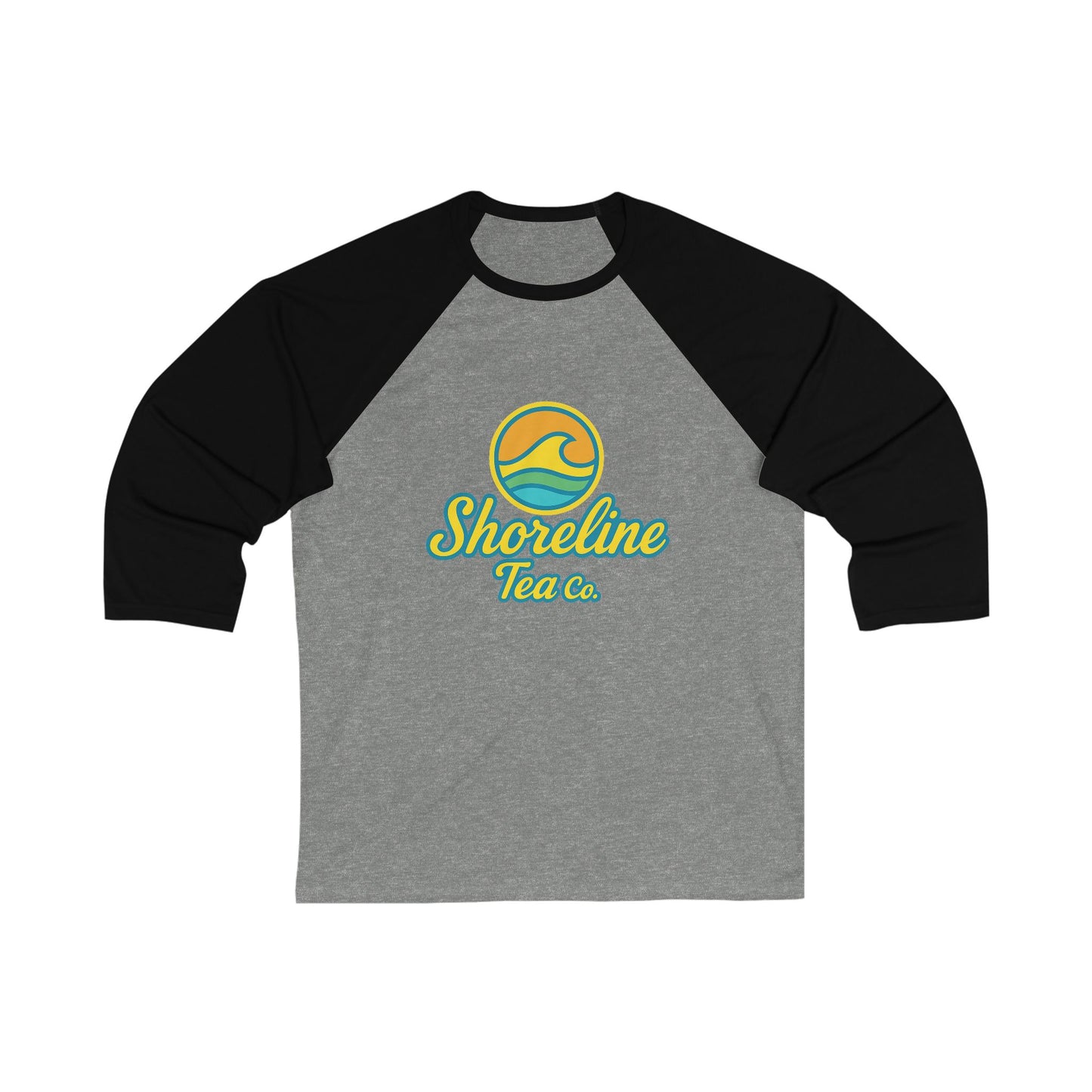 Shoreline Tea Co. Baseball Tee — Retro Beach Logo 3/4 Sleeve Raglan