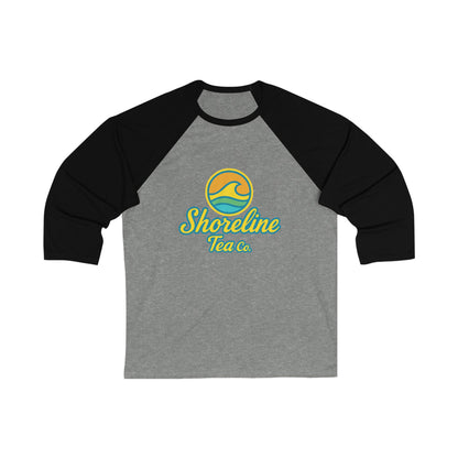 Shoreline Tea Co. Baseball Tee — Retro Beach Logo 3/4 Sleeve Raglan