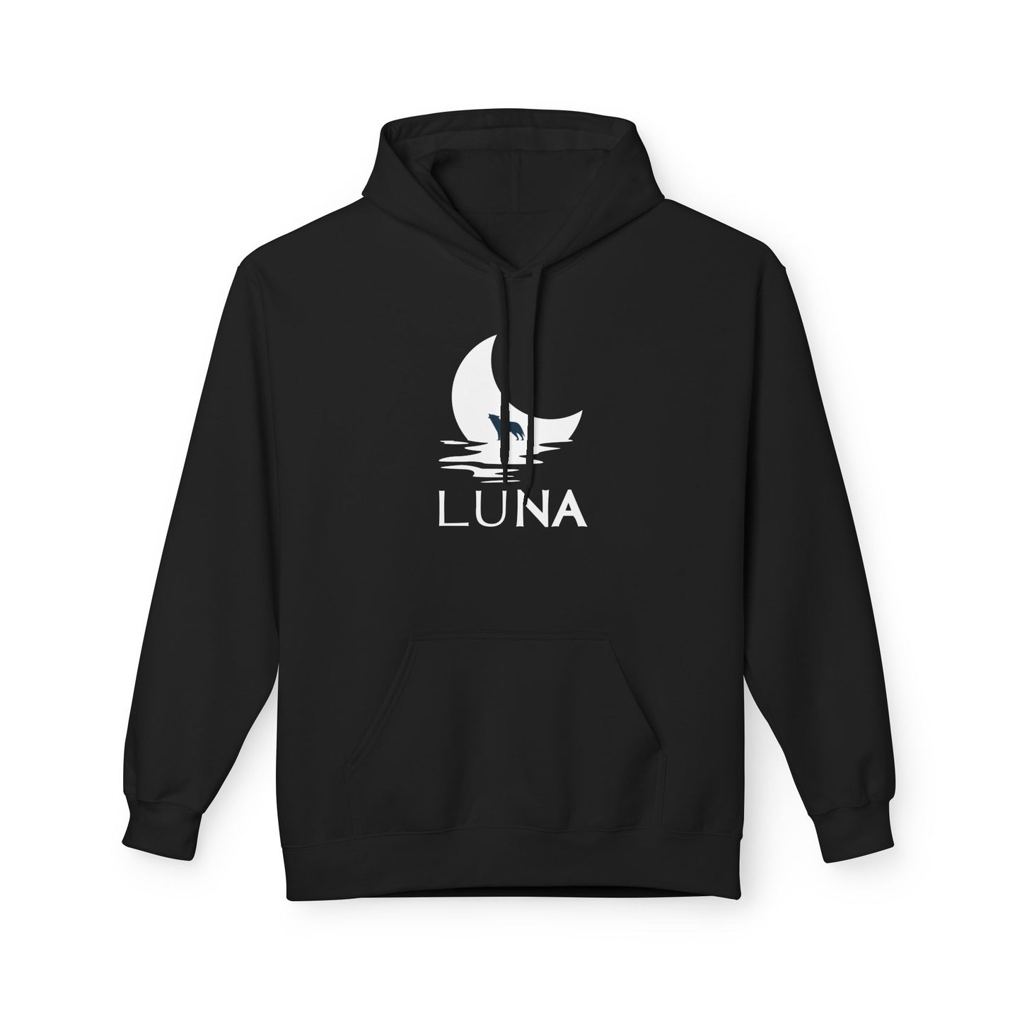 LUNA Moonlit Fleece Hoodie, Cozy Unisex Hoodie, Casual Sweatshirt, Winter Gift, Celestial Clothing, Night Sky Apparel