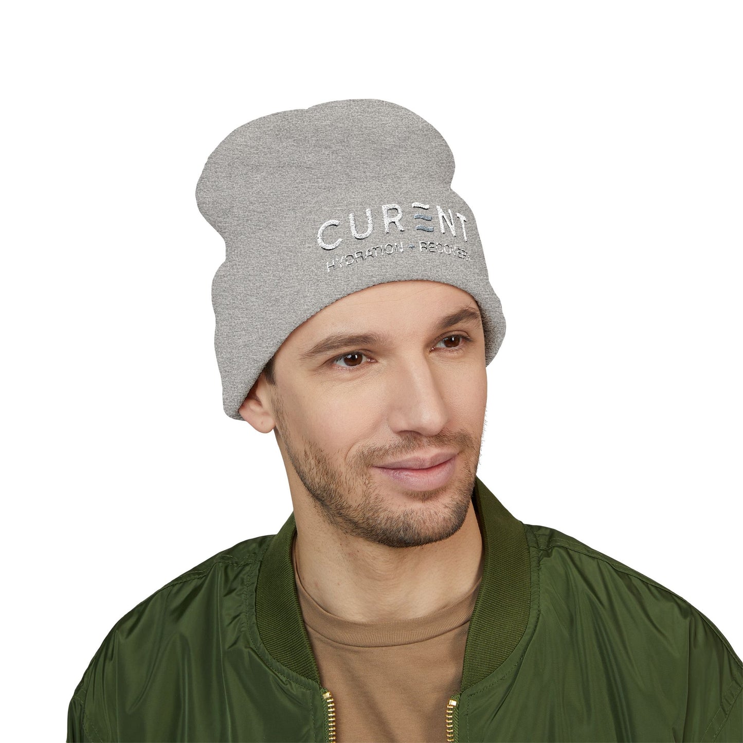 CURENT Embroidered Cuffed Beanie — Knit Hat