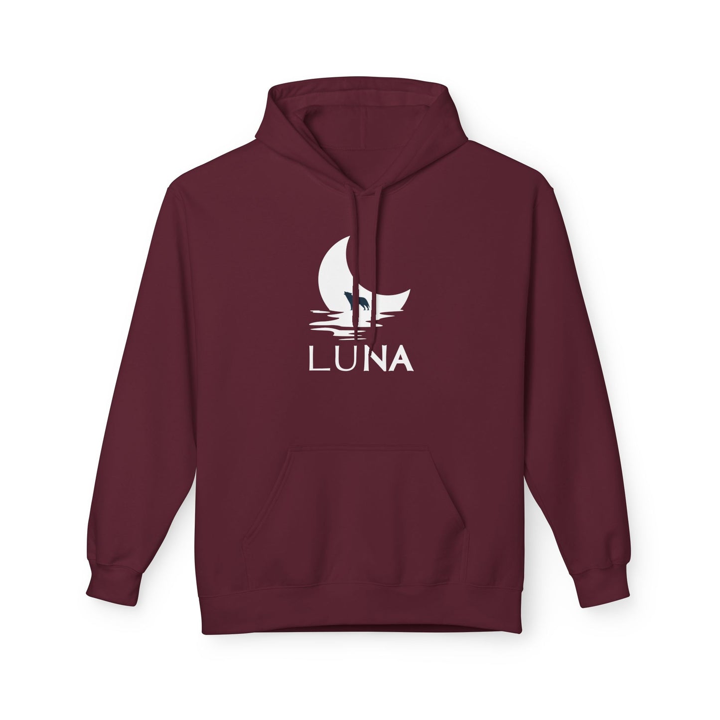 LUNA Moonlit Fleece Hoodie, Cozy Unisex Hoodie, Casual Sweatshirt, Winter Gift, Celestial Clothing, Night Sky Apparel