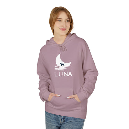 LUNA Moonlit Fleece Hoodie, Cozy Unisex Hoodie, Casual Sweatshirt, Winter Gift, Celestial Clothing, Night Sky Apparel